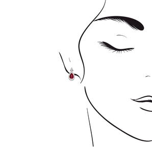 時尚梨形紅寶石鑽石耳環 - WILLS JEWELLERY