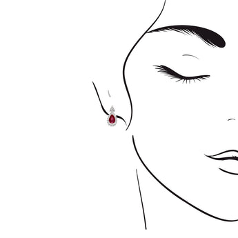 時尚梨形紅寶石鑽石耳環 - WILLS JEWELLERY
