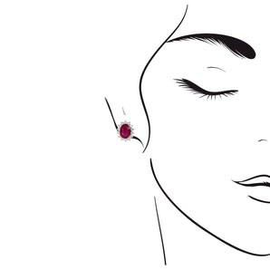 橢圓形紅寶石戴安娜款鑽石耳環 - WILLS JEWELLERY