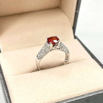 橘紅枕形尖晶石鑽石戒指 - WILLS JEWELLERY