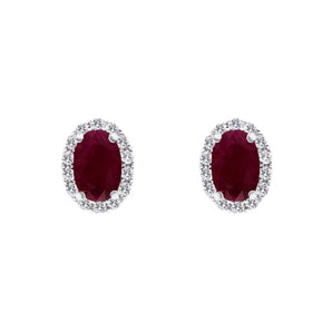 時尚橢圓形紅寶石鑽石耳環 - WILLS JEWELLERY