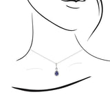 經典梨形紫藍色坦桑石鑽石吊墜 - WILLS JEWELLERY