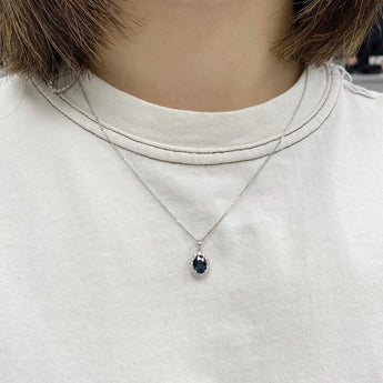橢圓形藍寶石圍鑽吊墜 - WILLS JEWELLERY