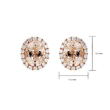 橢圓形蜜桃色摩根石圍鑽耳環 - WILLS JEWELLERY