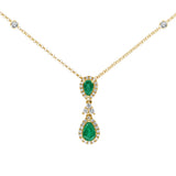 梨形綠寶石圍石鑽石項鏈 - WILLS JEWELLERY