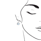 枕形冰藍色海藍寶雙重圍石鑽石耳環 - WILLS JEWELLERY