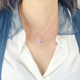 小八角形粉紫藍寶石圍鑽吊墜 - WILLS JEWELLERY