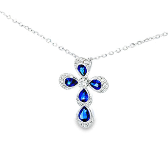 藍寶石十字架鑽石吊墜 - WILLS JEWELLERY