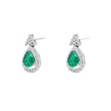 時尚梨形綠寶石鑽石耳環 - WILLS JEWELLERY