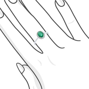 橢圓形綠寶石鑽石戒指 - WILLS JEWELLERY