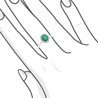 橢圓形綠寶石鑽石戒指 - WILLS JEWELLERY