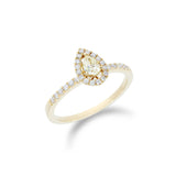 梨形黃鑽經典圍石戒指 - WILLS JEWELLERY
