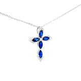 華麗藍寶石十字架鑽石吊墜 - WILLS JEWELLERY