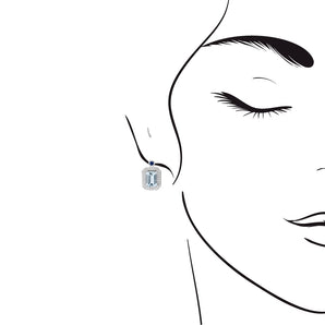 祖母綠形海藍寶圍鑽點藍耳環 - WILLS JEWELLERY