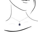 戴安娜梨形紫藍色坦桑石鑽石吊墜 - WILLS JEWELLERY