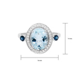 橢圓形天空藍海藍寶圍鑽點藍戒指 - WILLS JEWELLERY