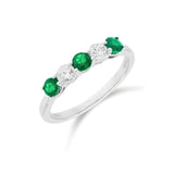 五石間鑲綠寶石鑽石線戒 - WILLS JEWELLERY