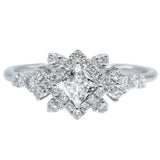 華麗四爪公主方鑽石圍石鑽石戒指 - WILLS JEWELLERY