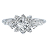 華麗四爪公主方鑽石圍石鑽石戒指 - WILLS JEWELLERY