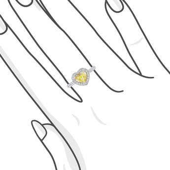 心形彩黃鑽圍石戒指 - WILLS JEWELLERY