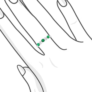 五石間鑲綠寶石鑽石線戒 - WILLS JEWELLERY
