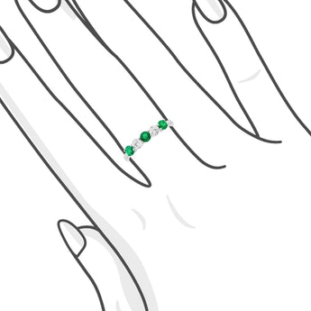 五石間鑲綠寶石鑽石線戒 - WILLS JEWELLERY