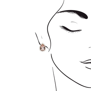 戴安娜款梨形摩根石圍鑽耳環 - WILLS JEWELLERY