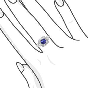 枕形坦桑石扭臂鑽石戒指 - WILLS JEWELLERY