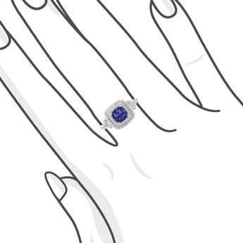 枕形坦桑石扭臂鑽石戒指 - WILLS JEWELLERY