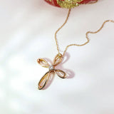 扭結造型玫瑰金十字架鑽石吊墜 - WILLS JEWELLERY