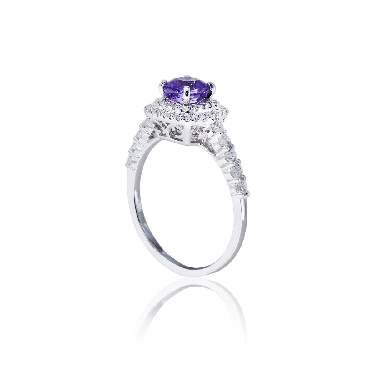 經典枕形紫色藍寶石鑽石戒指【附證書】 - WILLS JEWELLERY