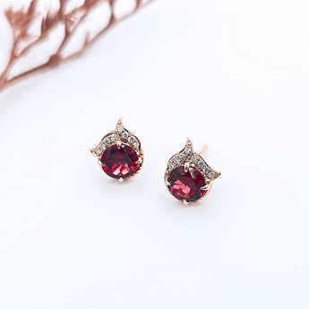 火焰耳環．鴿血紅石榴石 - WILLS JEWELLERY