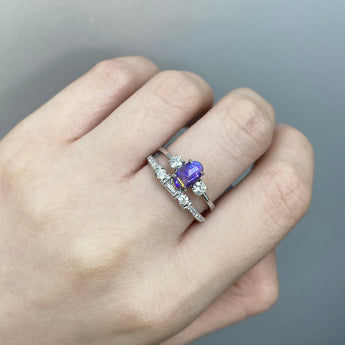 梯方鑽圓鑽復古線戒 - WILLS JEWELLERY