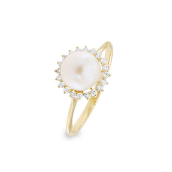 小復古淡水珍珠鑽石戒指 - WILLS JEWELLERY