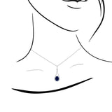 蛋形孤面藍寶石鑽石吊墜 - WILLS JEWELLERY