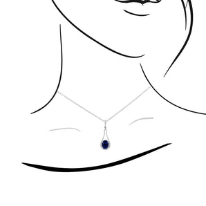 蛋形孤面藍寶石鑽石吊墜 - WILLS JEWELLERY