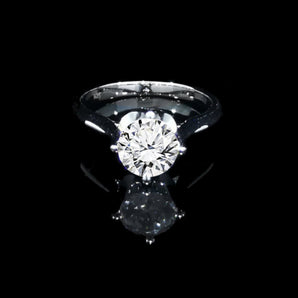 經典四爪皇冠雕刻刀肶鑽石戒指款式 - WILLS JEWELLERY