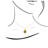 橢圓形黃寶石圍鑽吊墜 - WILLS JEWELLERY