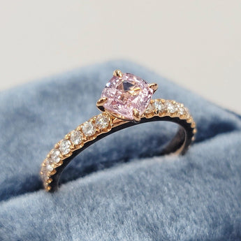 枕形粉紅色尖晶石鑽石戒指 - WILLS JEWELLERY