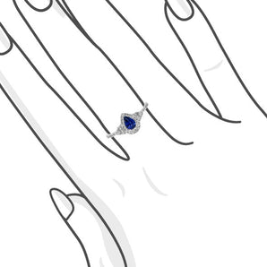 梨形藍寶石圍石鑽石戒指 - WILLS JEWELLERY