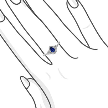梨形藍寶石圍石鑽石戒指 - WILLS JEWELLERY