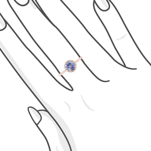 圓形無燒藍寶石圍鑽戒指 - WILLS JEWELLERY