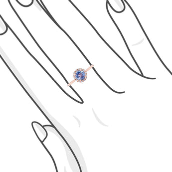 圓形無燒藍寶石圍鑽戒指 - WILLS JEWELLERY