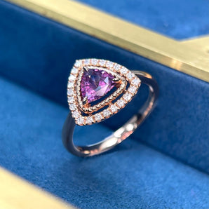 天然無燒濃紫色藍寶石鑽石戒指【附證書】 - WILLS JEWELLERY