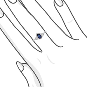梨形藍寶石圍鑽戒指 - WILLS JEWELLERY
