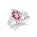 經典馬眼形粉寶石圍鑽戒指 - WILLS JEWELLERY