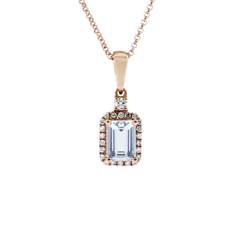 小八角形海藍寶圍石鑽石吊墜 - WILLS JEWELLERY