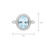 橢圓天空藍海藍寶圍鑽戒指 - WILLS JEWELLERY