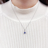 圓形藍寶石圍鑽吊墜 - WILLS JEWELLERY