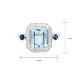 祖母綠形海藍寶圍鑽點藍戒指 - WILLS JEWELLERY